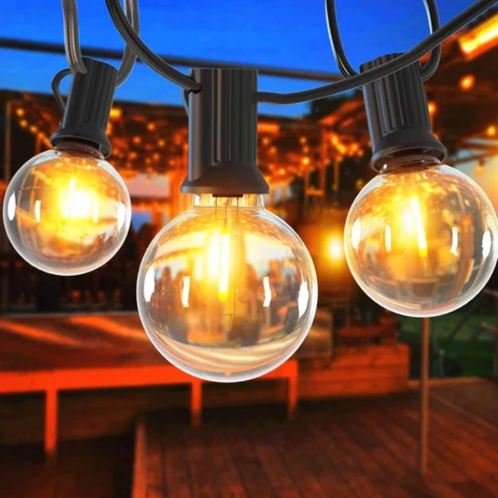 Solare LED Runde Glühbirnengirlande - Outdoor Beleuchtung